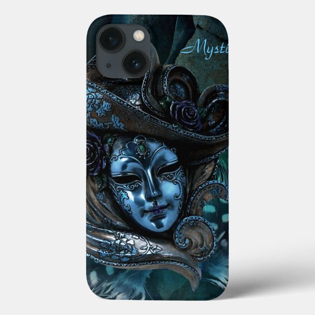 Carnival Mask - Blue Damask iPad Case (Back)