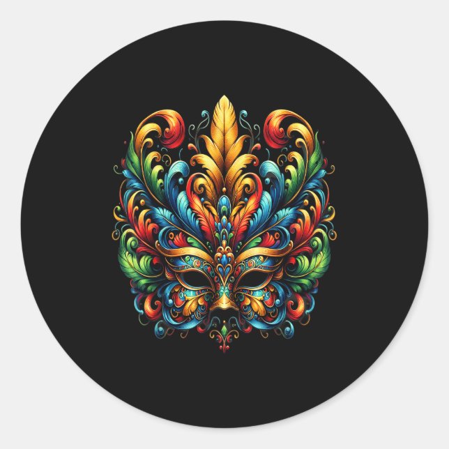 Carnival Mask Brazil Rio  Classic Round Sticker (Front)