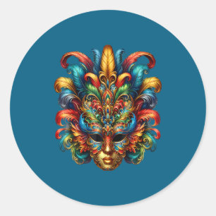 Carnival Mask Colorful Mardi Gras Classic Round Sticker