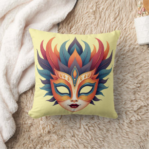 Carnival Mask Feather Art Decorative Pillow