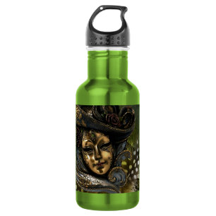 Carnival Mask-Green Damask 532 Ml Water Bottle