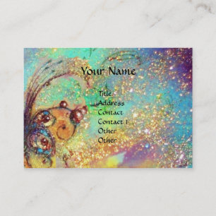 CARNIVAL MASK IN YELLOW / BLUE GREEN GOLD SPARKLES BUSINESS CARD