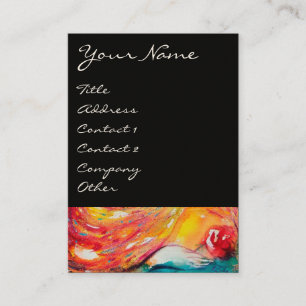 CARNIVAL MASK IN YELLOW WITH RED ROSE BUSINESS CARD