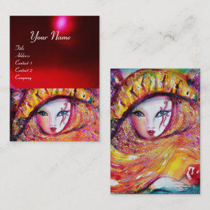 CARNIVAL MASK IN YELLOW WITH RED ROSE Ruby Business Card