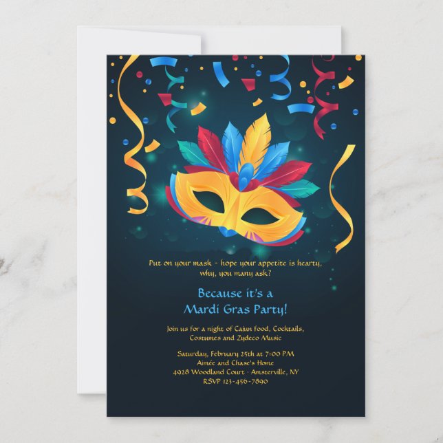 Carnival Mask Invitation (Front)
