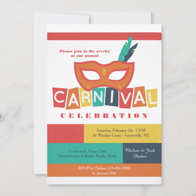 Carnival Mask Invitation (Front)