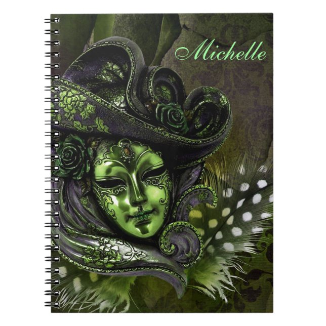 Carnival Mask-Peridot Damask Note Book (Front)