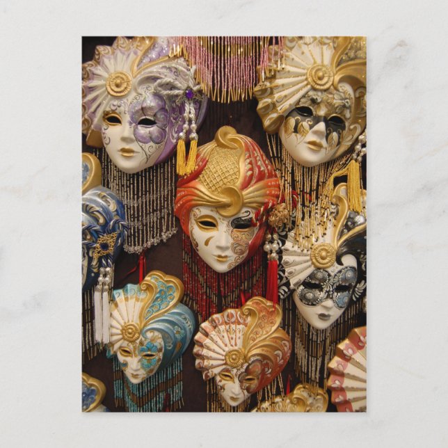 Carnival Masks in Venice Italy Postcard (Front)