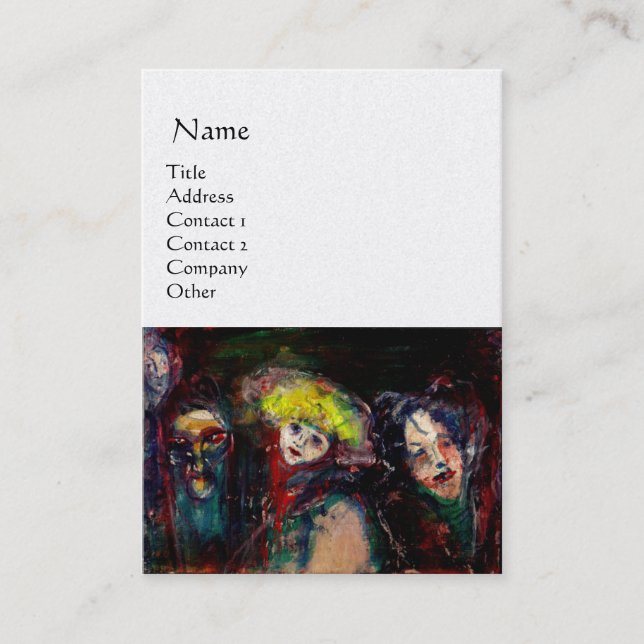 CARNIVAL NIGHT IN VENICE Venetian Masquerade Masks Business Card (Front)