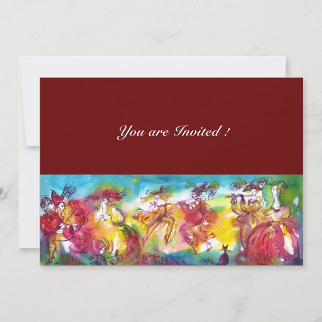 CARNIVAL NIGHT, Mardi Gras Masqureade ,Dance,Music Invitation (Front)