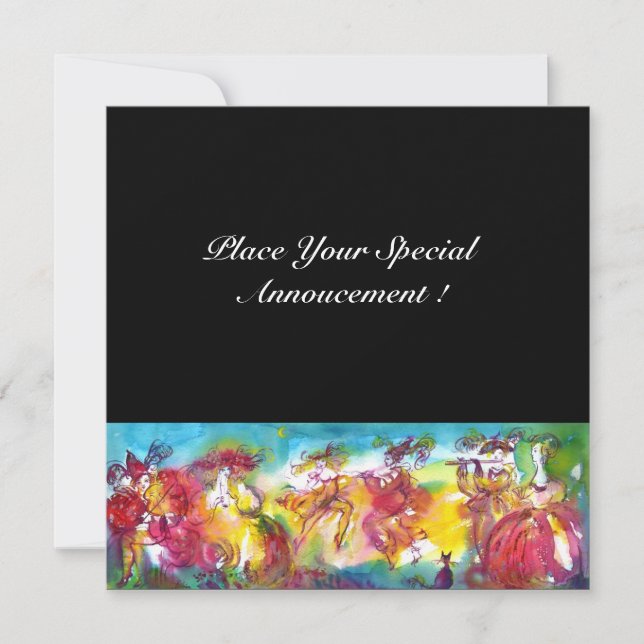 CARNIVAL NIGHT, Mardi Gras Masqureade ,Dance,Music Invitation (Front)