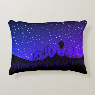 Carnival night summer fair ride black blue decorative cushion