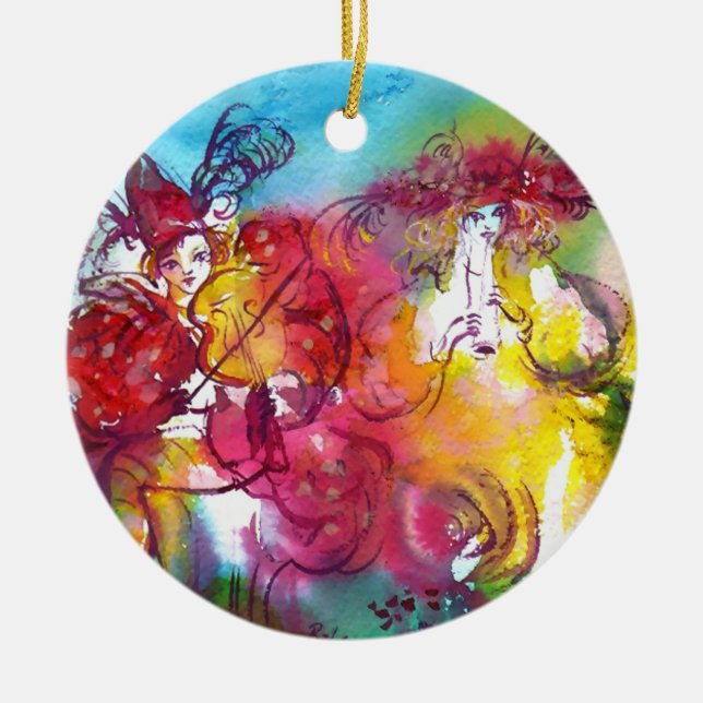 CARNIVAL NIGHT / Venetian Masquerade,Dance Music Ceramic Tree Decoration (Front)