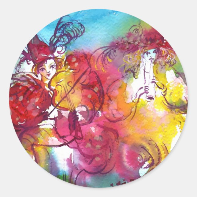 CARNIVAL NIGHT / Venetian Masquerade,Dance Music Classic Round Sticker (Front)