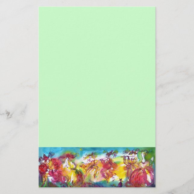 CARNIVAL NIGHT / Venetian Masquerade,Dance Music Stationery (Front)