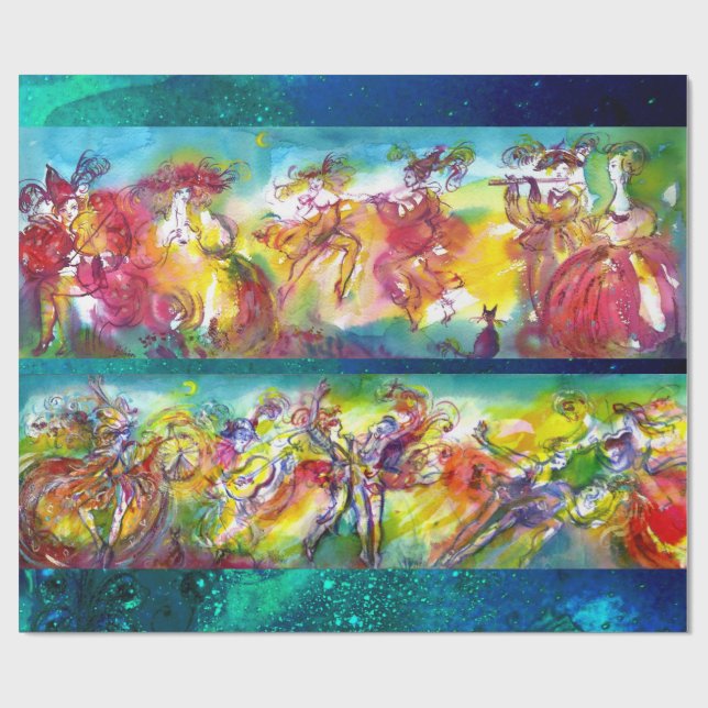CARNIVAL NIGHT / Venetian Masquerade Dance Music  Wrapping Paper (Flat)