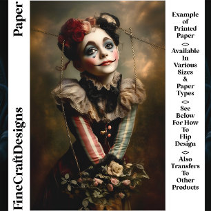 Carnival Noir Circus Cute Girl CN4 Scrapbook Paper