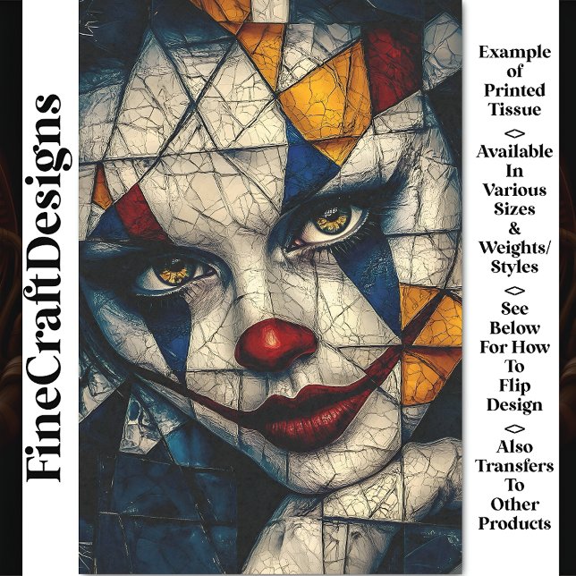 Carnival Noir Eerie Bold Clown Face CD2 Decoupage Tissue Paper (Creator Uploaded)
