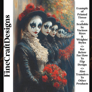 Carnival Noir Victorian Mime Women BJ4 Decoupage Tissue Paper