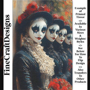 Carnival Noir Victorian Mime Women BJ5 Decoupage Tissue Paper