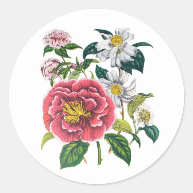 Carnival of flowers classic round sticker (Front)