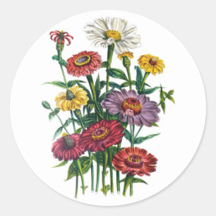 Carnival of flowers classic round sticker