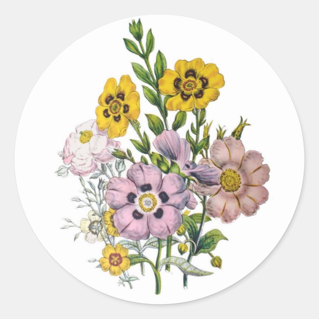 Carnival of flowers classic round sticker (Front)