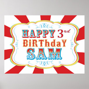 Carnival or Circus Birthday Banner for Sam Poster