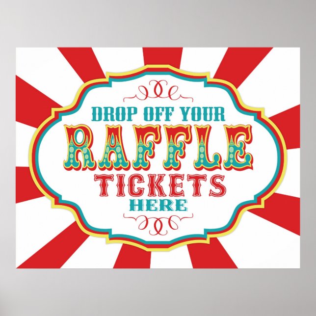 Carnival or Circus Raffle Ticket Sign (Front)