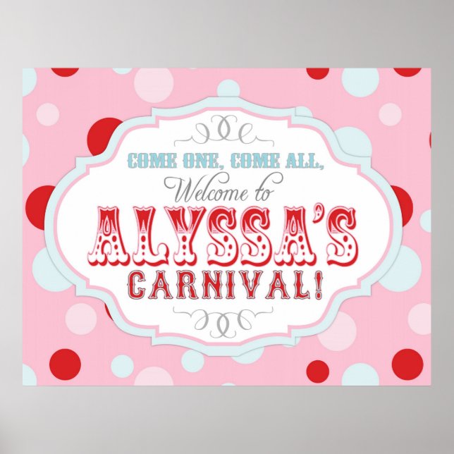 Carnival or Circus Welcome Sign for Allysa (Front)