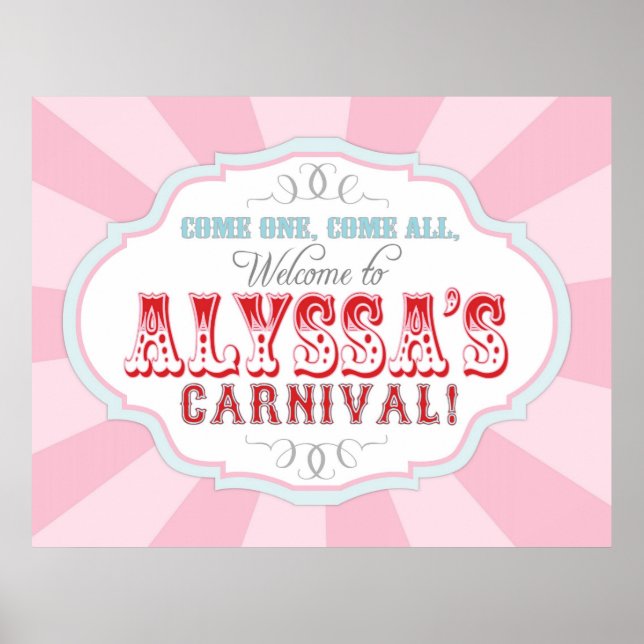 Carnival or Circus Welcome Sign for Allysa (Front)