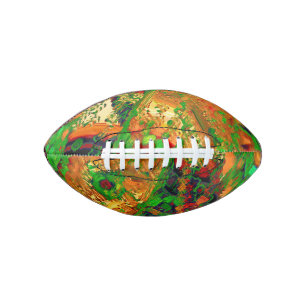 Carnival or mask party of paints, green and orange american football