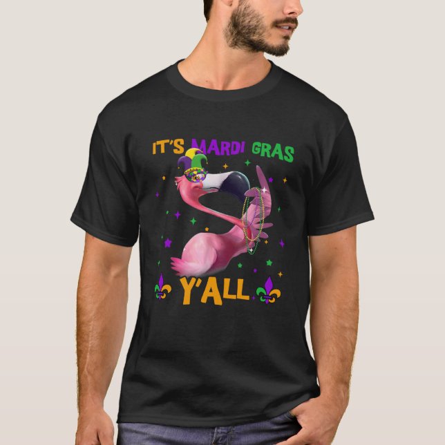 Carnival Party Flamingo Mardi Gras T-Shirt (Front)