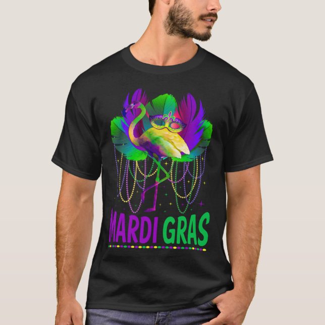 Carnival Party  Idea Flamingo Mardi Gras T-Shirt (Front)