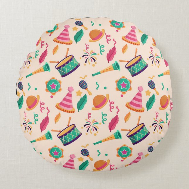 Carnival pattern round cushion (Front)