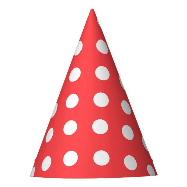 Carnival Red Back Large White Dots Party Hat (Front)