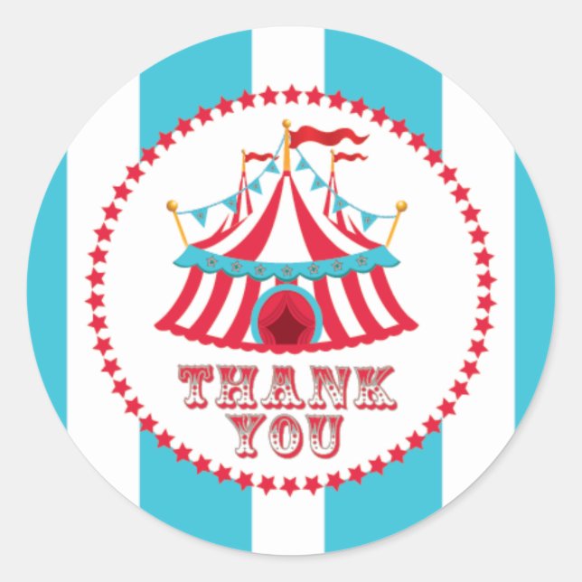 Carnival Stickers, Circus Tent, Thank You Sticker (Front)