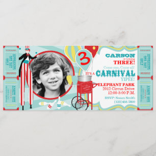 Carnival Stilt Walker & Cotton Candy Birthday Invitation