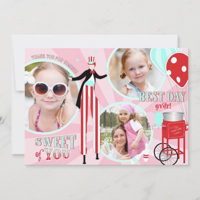 Carnival Stilt Walker Cotton Candy Thank You (Front)