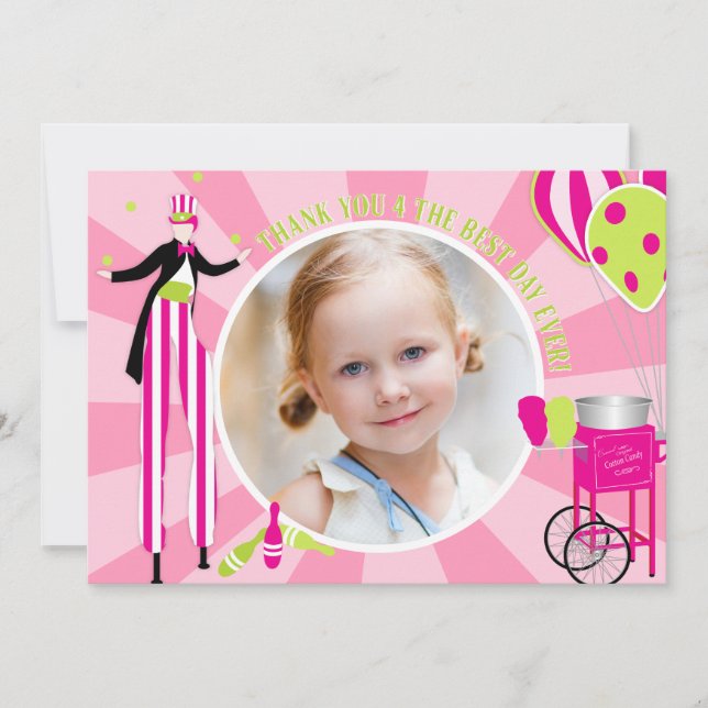 Carnival Stilt Walker & Cotton Candy Thank You 1 (Front)