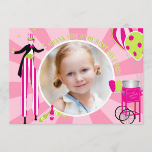 Carnival Stilt Walker & Cotton Candy Thank You 1 Card