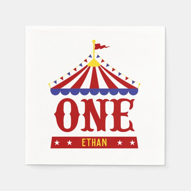 Carnival Theme Custom First Birthday Party Napkin (Front)