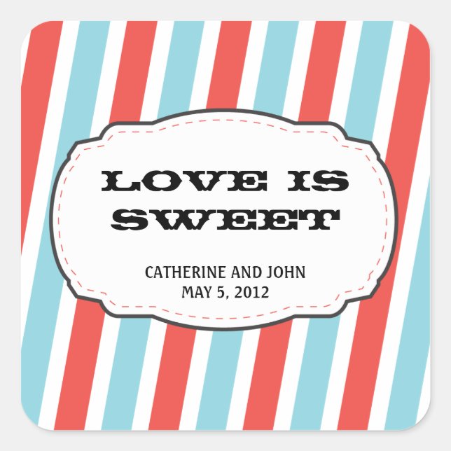 Carnival Themed Wedding Square Sticker (Front)