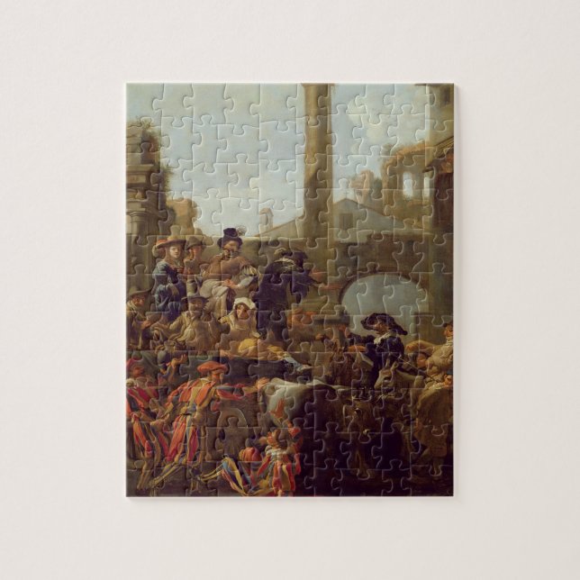Carnival Time in Rome, 1653 (oil on canvas) Jigsaw Puzzle (Vertical)