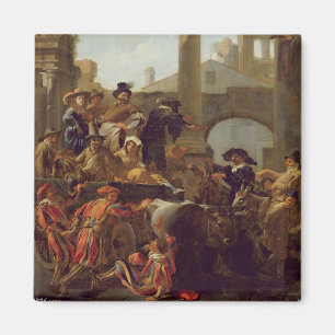 Carnival Time in Rome, 1653 (oil on canvas) Magnet
