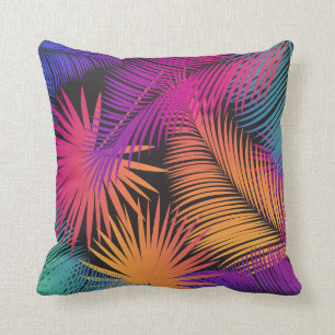 Carnival Tropical Palm Leaves Pattern Watercolor Cushion