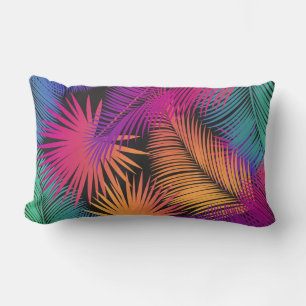 Carnival Tropical Palm Leaves Pattern Watercolor Lumbar Cushion