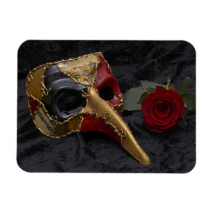 Carnival Venetian Pantalone Mask Masquerade Rose Magnet