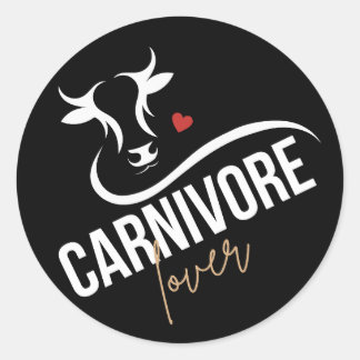 Carnivore Lover Stylish Black Classic Round Sticker