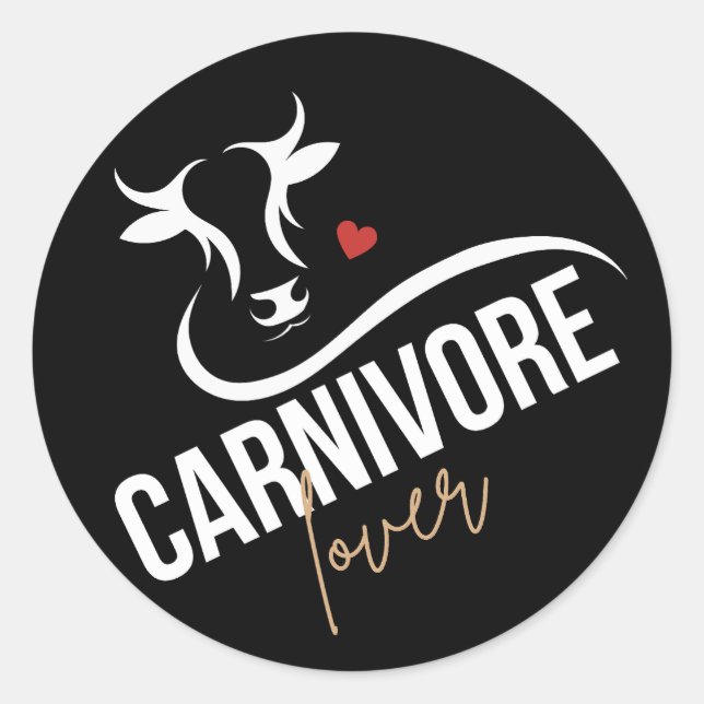 Carnivore Lover Stylish Black Classic Round Sticker (Front)